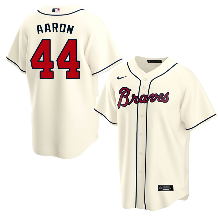 Nike Men #44 Hank Aaron Atlanta Braves Baseball Jerseys Sale-Cream